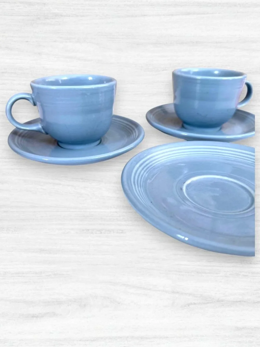 Fiesta Ware Periwinkle Blue Cups Saucers Lot Retired Fiestaware Retro 5 Piece
